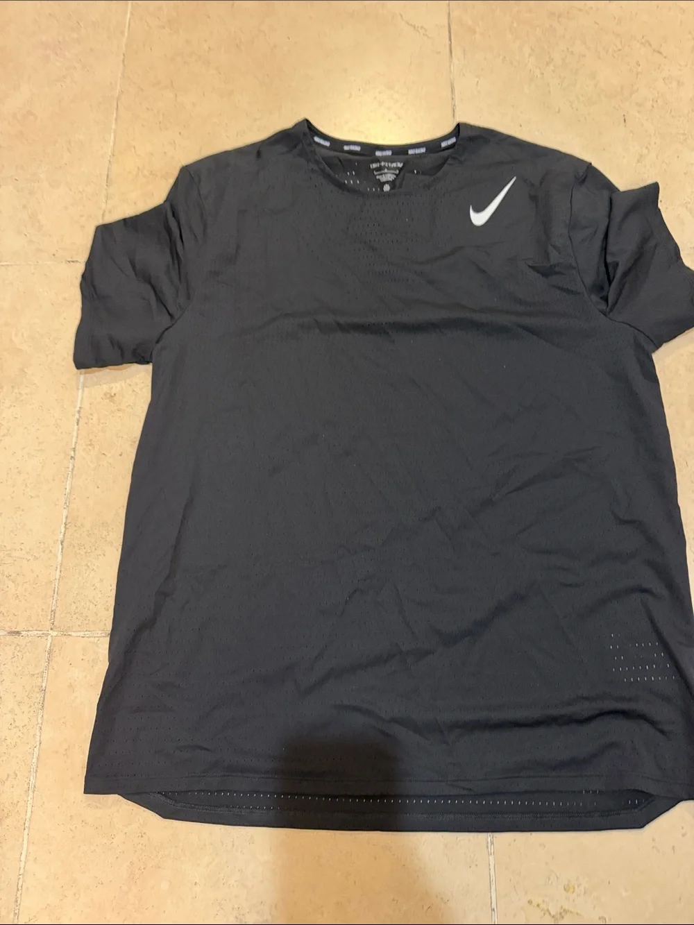 Nike Black Short Sleeve Performance Tee with White Swoosh